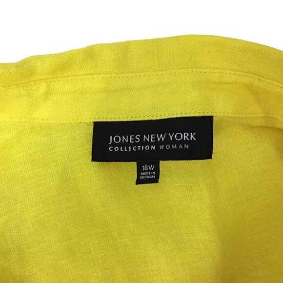 100% Linen Blazer 16W Jones New York Collection Suit Jacket 3/4 Sleeve 3 Button - Picture 9 of 10